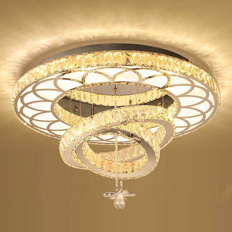 平别墅主卧WWN室现顶灯水晶灯代轻奢吸客厅圆台形圆形书房灯具