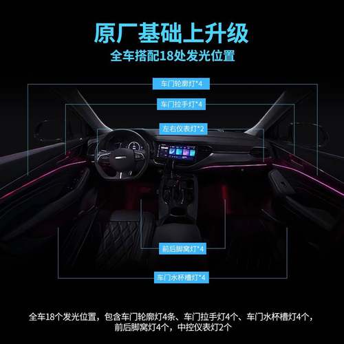 汽车氛围灯饰幻彩LED256色APP控制免接线控声装节81647奏全彩RGB