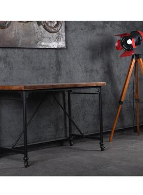 厂工家铁14823TB热销美式复古实木家用长方形桌艺风业餐桌水管办