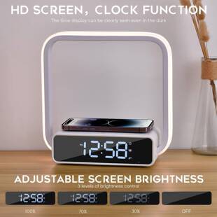 新款多功能R无线充台灯卧室时年围钟万历炫彩GB氛灯小99792夜灯