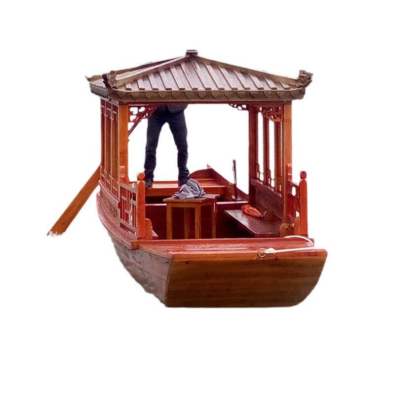 水乡木船乌篷船仿古画舫船景区手摇船旅游观光景观装饰船木船