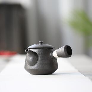 黑陶复古侧把壶陶瓷泡茶过滤壶家用客厅功夫小茶壶单壶茶具