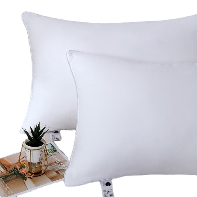 全棉防羽单枕头YJB超柔羽丝绒枕枕芯纯棉酒布店宾人馆民宿中高头