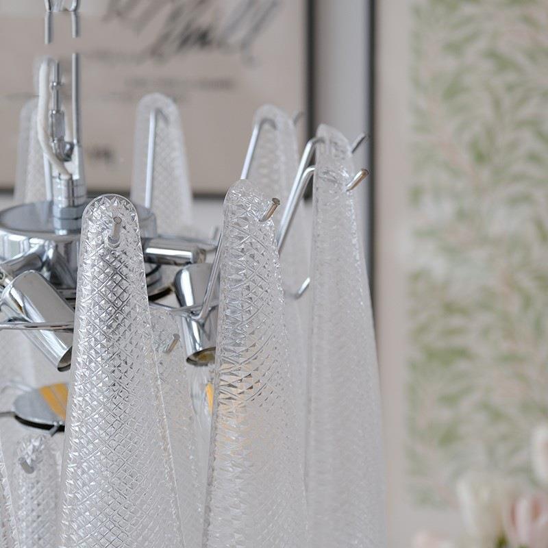 式瀑布玻璃吊灯别墅复式楼梯古轻法吊奢卧71554室客厅餐厅设计师