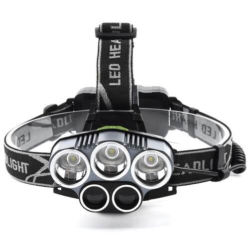 新款5LED强光头灯T6+2XPE户外多功能usb充电夜钓头灯