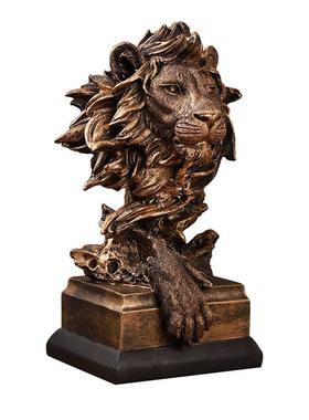 复古狮子树脂摆件客厅书房办公室桌面装饰品乔迁礼品创意雄狮摆件