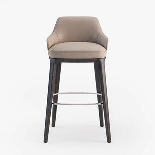 意式极简白蜡木吧台椅家用岛台椅酒店前台椅酒吧民宿设计师款吧椅