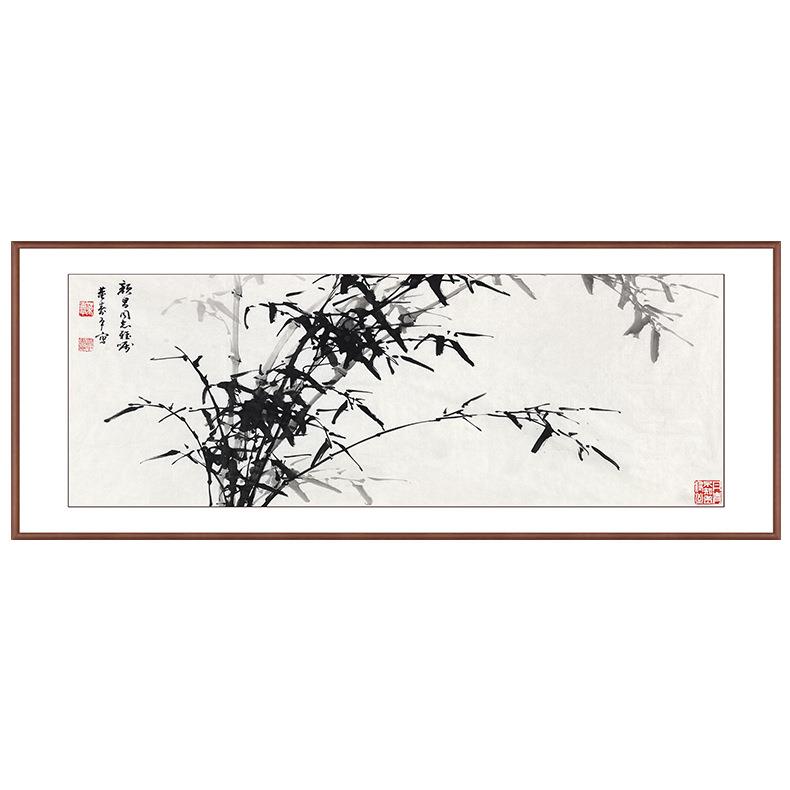 艺术微喷名家宣纸国画装裱墨竹图框画书房茶室新中式禅意竹子挂画