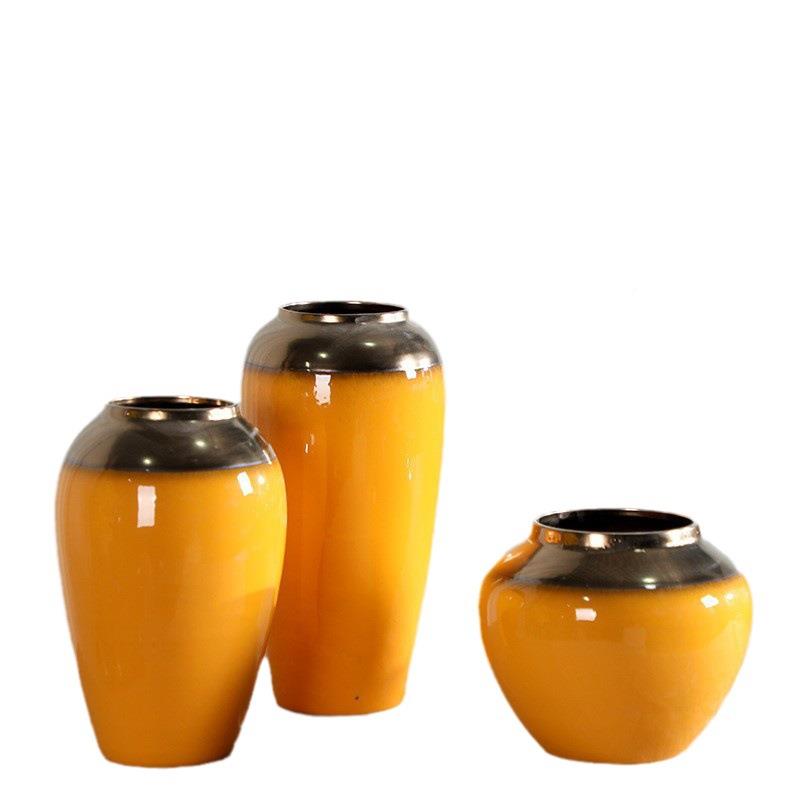 新中式花BSDDHP瓶摆件现代中陶插瓷客器三件套简约花式盆花器厅厂