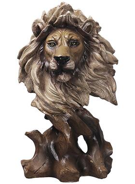 家居创意仿木根动物头像老鹰头摆件复古办公室开业乔迁礼品摆饰