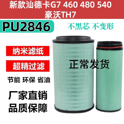 K2846PU空气滤芯适配新款汕德卡G7 460 480 540 豪沃TH7空气滤芯