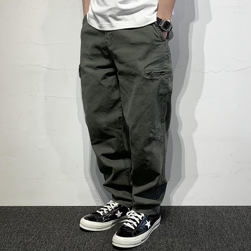 HEY MAN秋季男士裤子多口袋工装裤长裤复古纯色简约宽松休闲裤潮