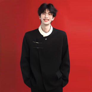 新中式国风立领中山装高级感结婚西装外套男春秋季订婚礼套装西服