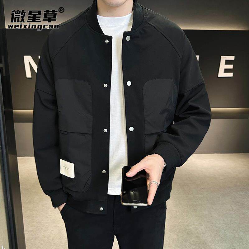 夹棉外套男士春秋季2024新款潮流休闲棒球服秋冬装男士夹克上衣