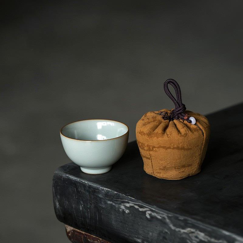 汝瓷圆满杯陶瓷主人杯豆青釉汝窑茶杯开片可养手工品茗杯家用单杯