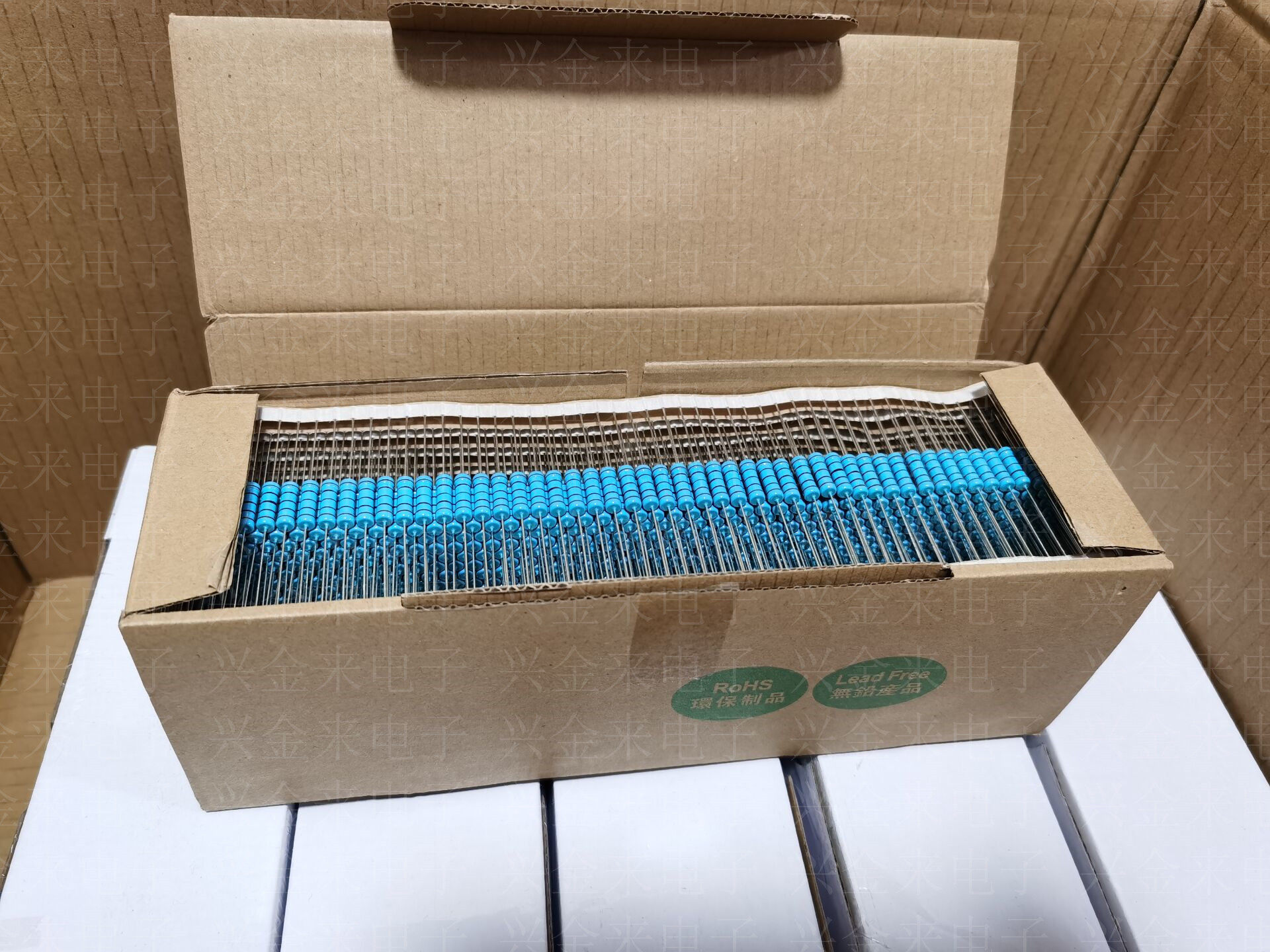 2W金属膜电阻 1% 五色环电阻器100欧 100R 100Ω 编带1000只一盒