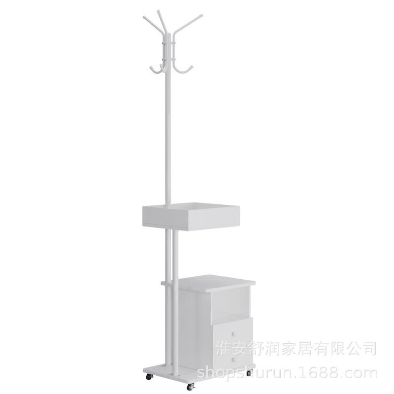 铁艺简易白色衣帽架家用置物架卧室床头挂衣架带柜挂衣架落地带轮