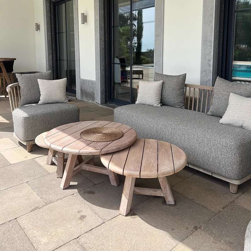 户外实木沙发庭院花园别墅民宿家具防水防晒露天防腐柚木酒店沙发