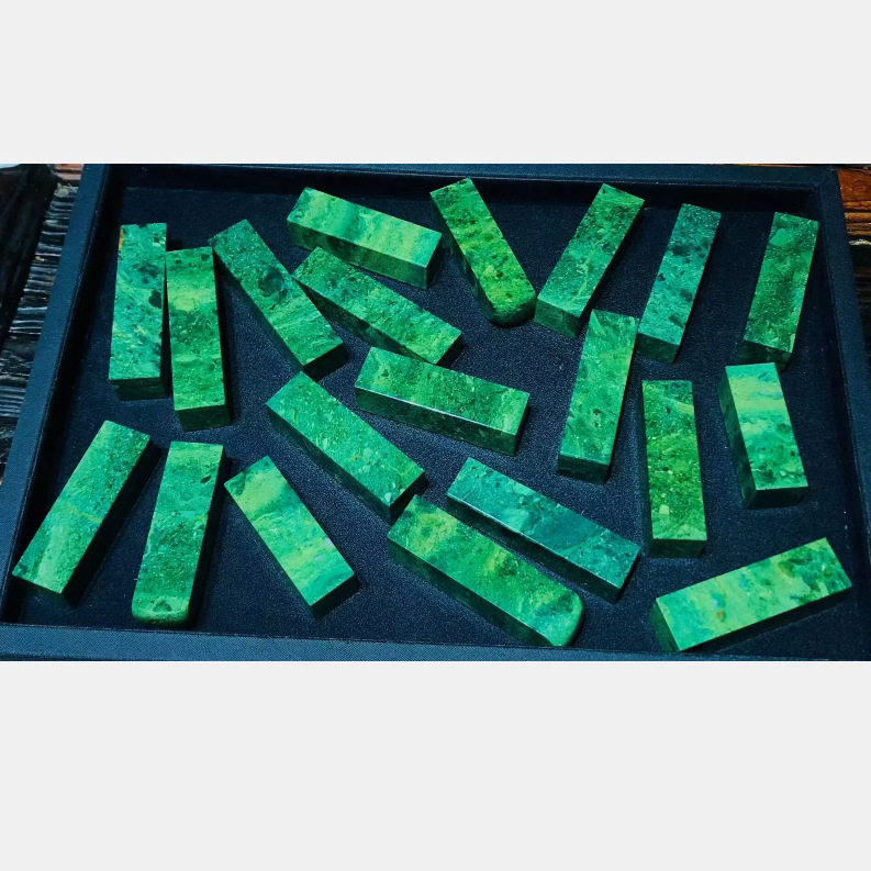 广东绿印章素章一组20方2*2*7CM广绿玉 广东孔雀绿石雅安绿山炮绿