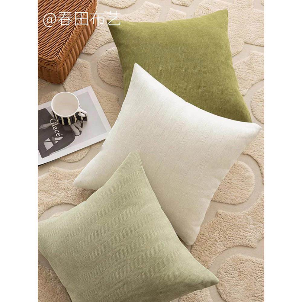 沙发抱枕头客厅法式高级感床头大靠背垫雪尼尔侘寂风靠枕套不含芯