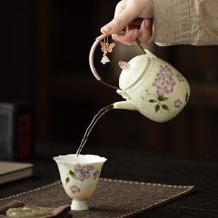 精选手绘绣球花提梁壶家用中式防烫泡茶壶女士专用功夫茶具单个过