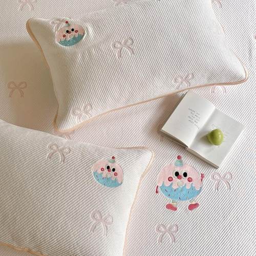 梨梦 甜甜圈 可爱冰丝凉席三件套凉感豆豆夏季席子床笠款双人床上