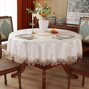 精选欧式大圆桌桌布布艺圆形餐桌布垫家用小圆桌布蕾丝防烫小转盘