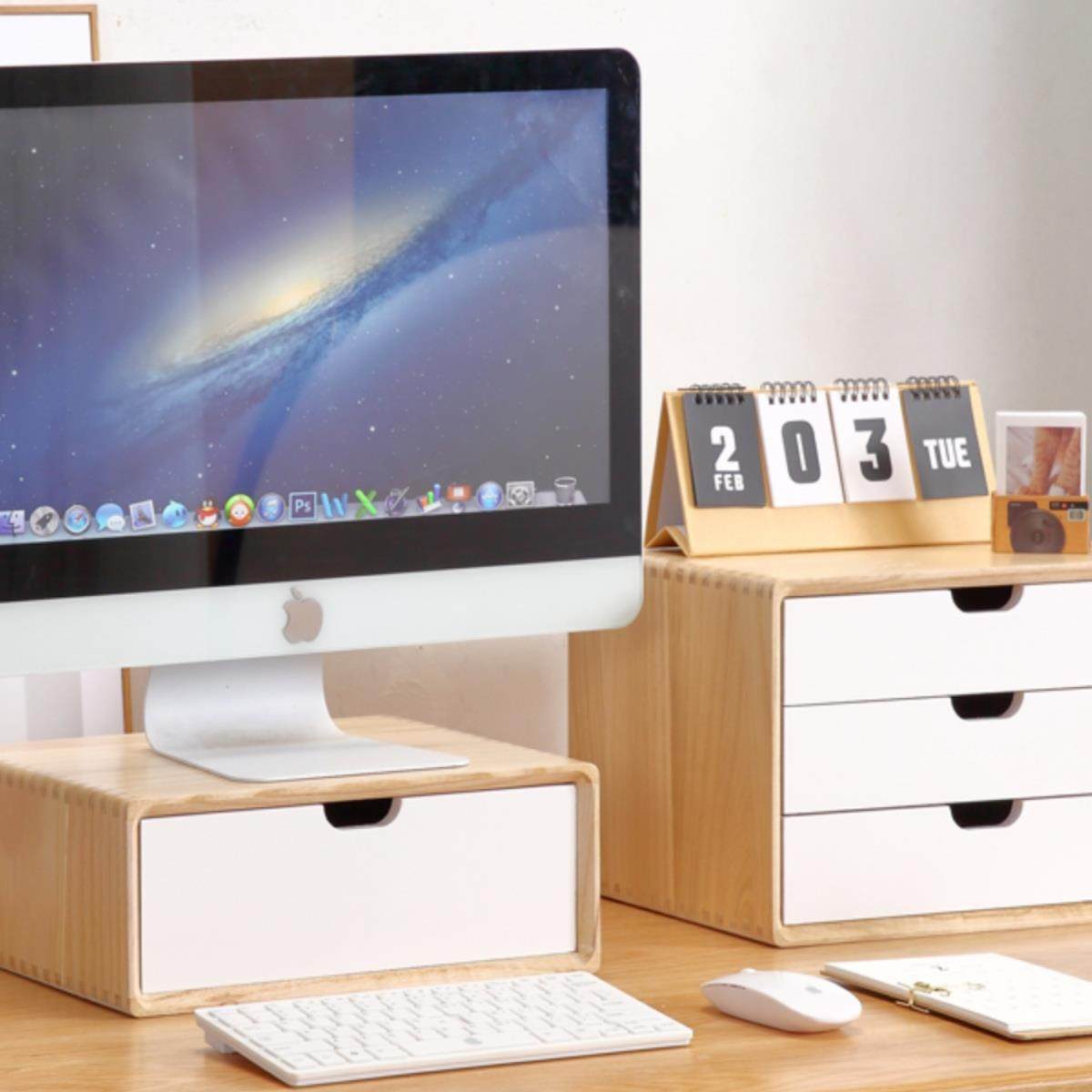 实木桌面带抽屉式多层储物柜子办公室A4纸收纳盒小清新木制杂物盒