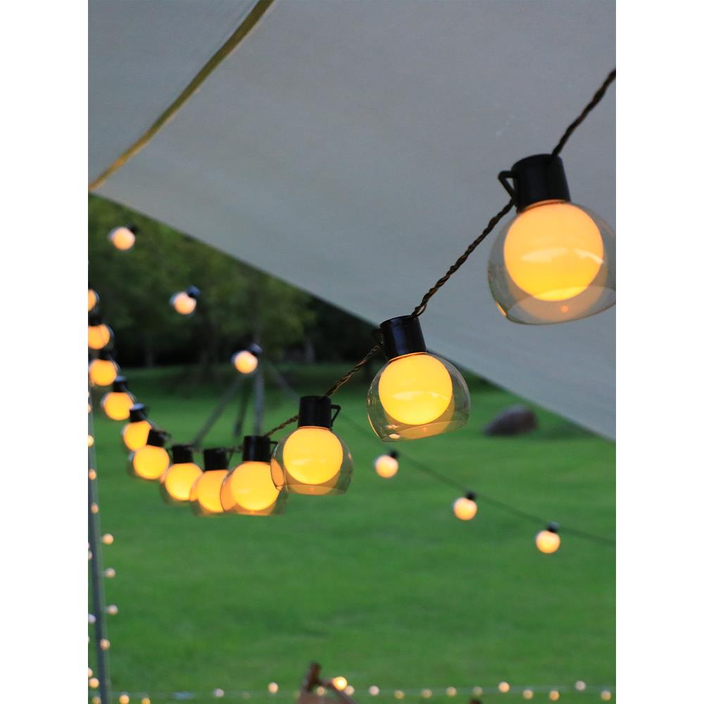 露营氛围布置灯串led彩灯带大圆球天幕帐篷户外野营装饰灯防水