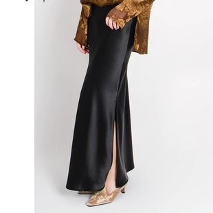 国色芳华|醋酸半裙新中式早秋流光溢彩缎面高奢高定45°斜裁奢华