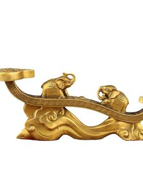 黄铜吉象如意吉祥如意件吉象富贵大象摆件办公桌桌面家居装饰品