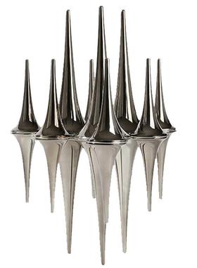 抽象艺术倒影锥体金属雕塑摆件样板间售楼处大堂洽谈区创意装饰品