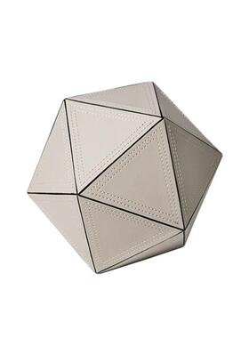 现代轻奢米色咖色皮革切面树脂摆件样板间售楼处客厅茶几桌面装饰