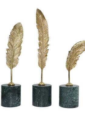 简欧后现代酒店别墅桌面小摆件创意家居饰品轻奢软装树叶艺术品