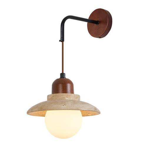 日式复古餐厅民宿走廊黄洞石壁灯侘寂风酒店卧室床头过道吊线灯具