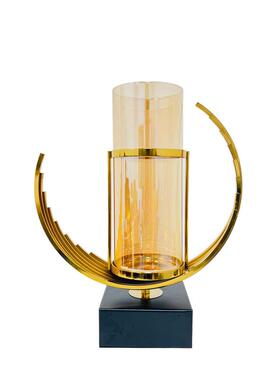 轻奢金属玻璃透明花瓶高级感创意家居客厅艺术插花摆件工艺品