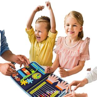 毛毡学习板幼儿园早教玩具儿童穿衣学习板玩具系鞋带纽扣动作玩具