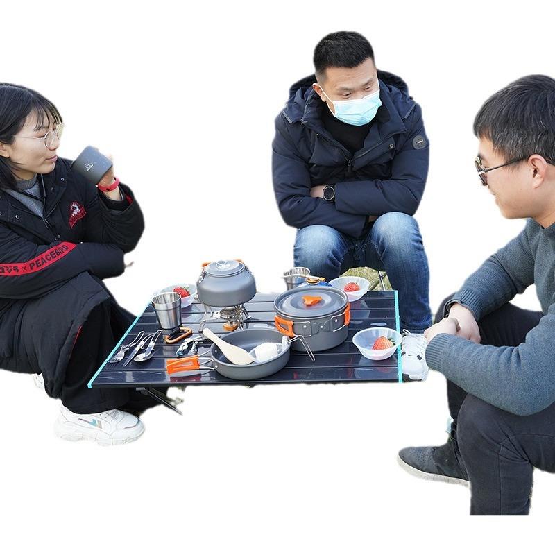 户外茶壶套锅含餐具套锅组合氧化铝材质便携野营套锅茶壶AT684-1图片
