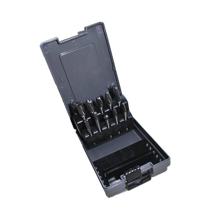 出口钨钢磨头硬质合金旋转锉刀6mm柄双纹10mm打磨头双槽10pc