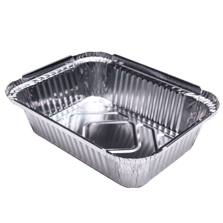 F185铝箔餐盒700ml加厚一次性铝箔带盖餐盒烧烤外卖打包锡纸盒子