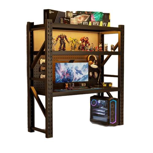 多层货架电竞桌多彩组装电脑桌家用出租屋简易多货架