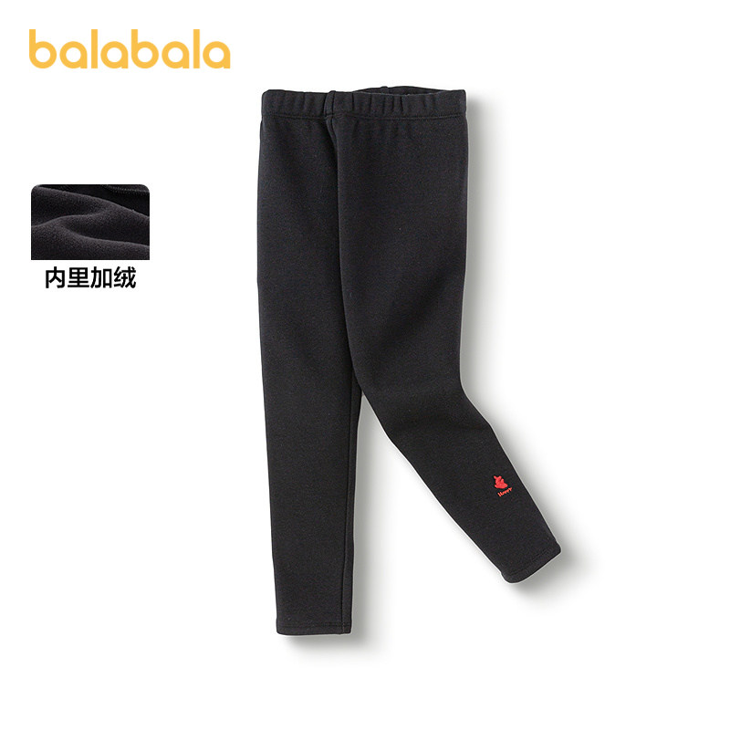 巴拉巴拉儿童打底裤宝宝加绒长裤女童黑色紧身裤子春装新款童装小