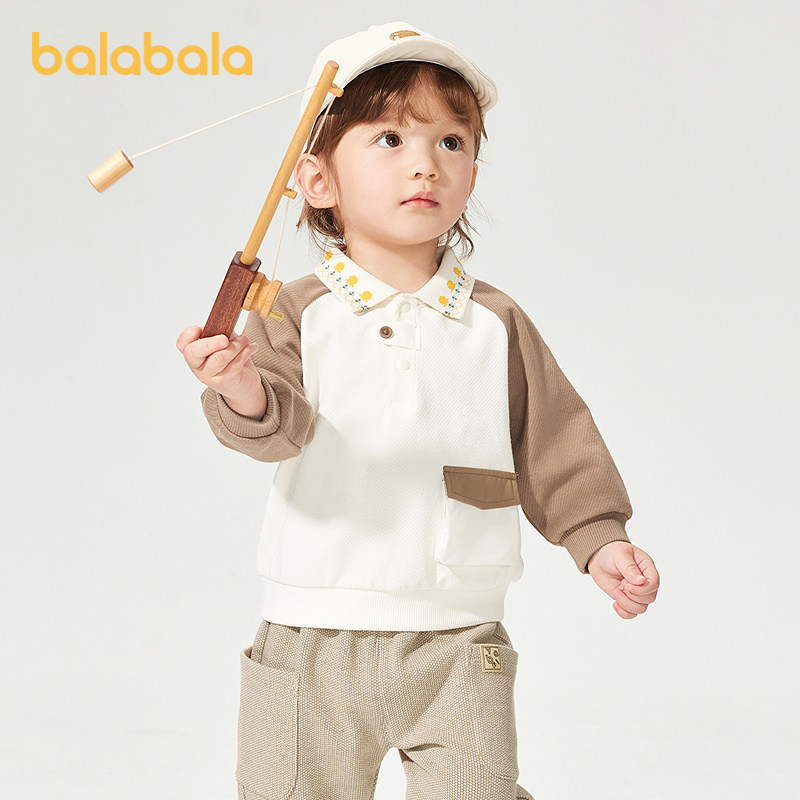 【商场同款】巴拉巴拉婴儿长袖t恤男童POLO衫儿童插肩袖春装新款