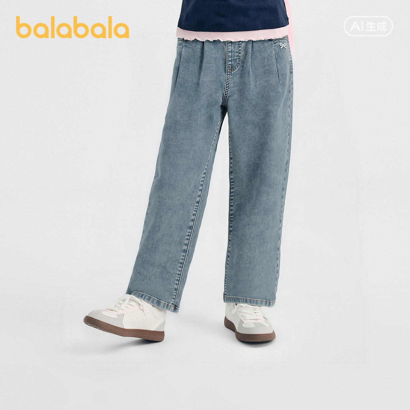 巴拉巴拉女童牛仔裤中大童直筒裤子儿童休闲裤2026春装新款童装小