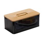 提手盖典面包盒品透竹气保鲜厨房烘焙食金属储存罐经黑收纳箱