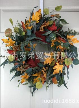 品圣节秋色新花环南OJY瓜节枫叶浆果门挂丰收藤圈感万恩节