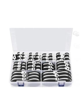 110PC盒装04不锈钢连ZDTS胶条卡箍喉/缓冲绝箍缘电缆管夹