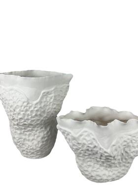 创OQB意花绽放陶瓶花瓷半朵陶瓷瓶砂粒白砂开黑粒家居装饰品软装