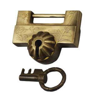 仿古铜锁复古锁中式老式横开锁老插销锁刻花古铜铸铜锁锁门式挂锁