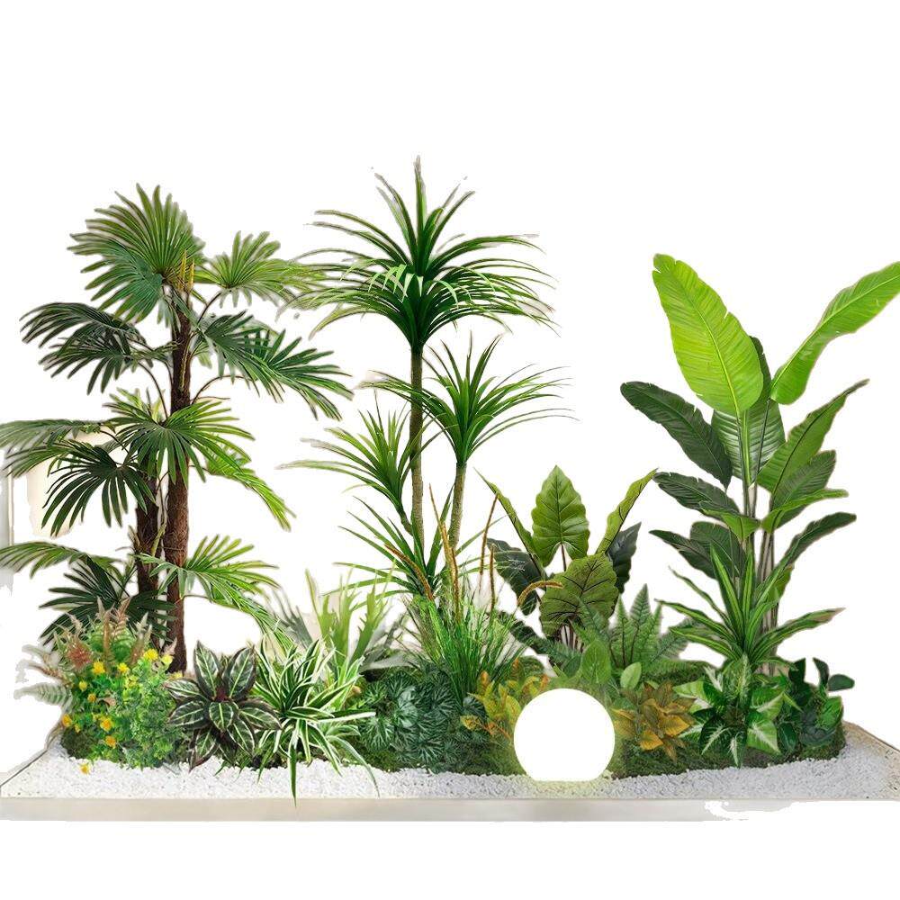 植物造景组合室内景观假树仿生绿植入户玄关楼梯下布置假绿植